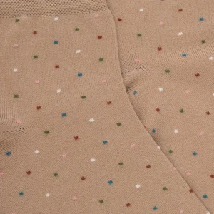Femme Doré Doré Socquettes^Socquettes femme en fil d'Écosse à pois multicolores - Beige Sable & Orange écureuil