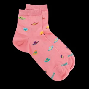 Femme Doré Doré Socquettes^Socquettes femmes en fil d'écosse motifs chapeaux - Rose