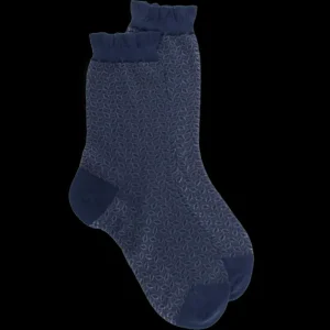 Femme Doré Doré Socquettes^Socquettes feuilles en transparence - Bleu