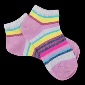Enfant Doré Doré Socquettes^Socquettes fille en fil d'écosse - brillant fond rose