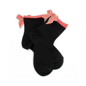 Enfant Doré Doré Socquettes^Socquettes noires et rose fluo pour enfant