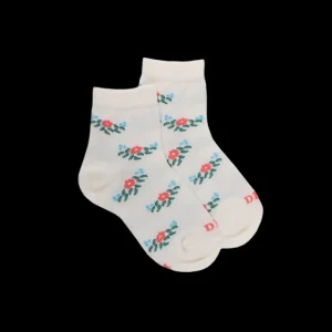 Enfant Doré Doré Socquettes^Socquettes pour enfants en fil d'Ecosse à motifs floraux - Écru