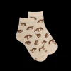 Enfant Doré Doré Socquettes^Socquettes pour enfants en fil d'Ecosse à motifs de jaguar - Beige Lin