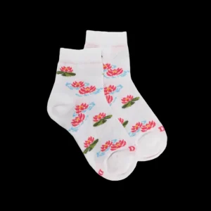 Enfant Doré Doré Socquettes^Socquettes pour enfants en fil d'Ecosse à motifs de nénuphars -