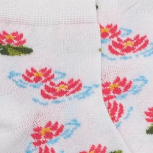 Enfant Doré Doré Socquettes^Socquettes pour enfants en fil d'Ecosse à motifs de nénuphars -
