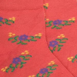 Enfant Doré Doré Socquettes^Socquettes pour enfants en fil d'Ecosse à motifs floraux -