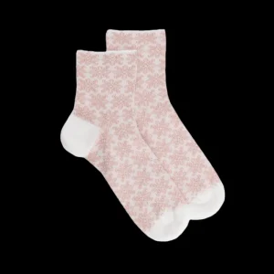Femme Doré Doré Socquettes^Socquettes pour femmes en fil d'Ecosse à motifs de mandalas avec effet scintillant. - Blanc Givre