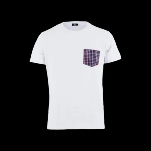 Doré Doré T-shirts^T-shirt homme en coton avec poche à motifs - Bleu marine & Rouge Ponceau